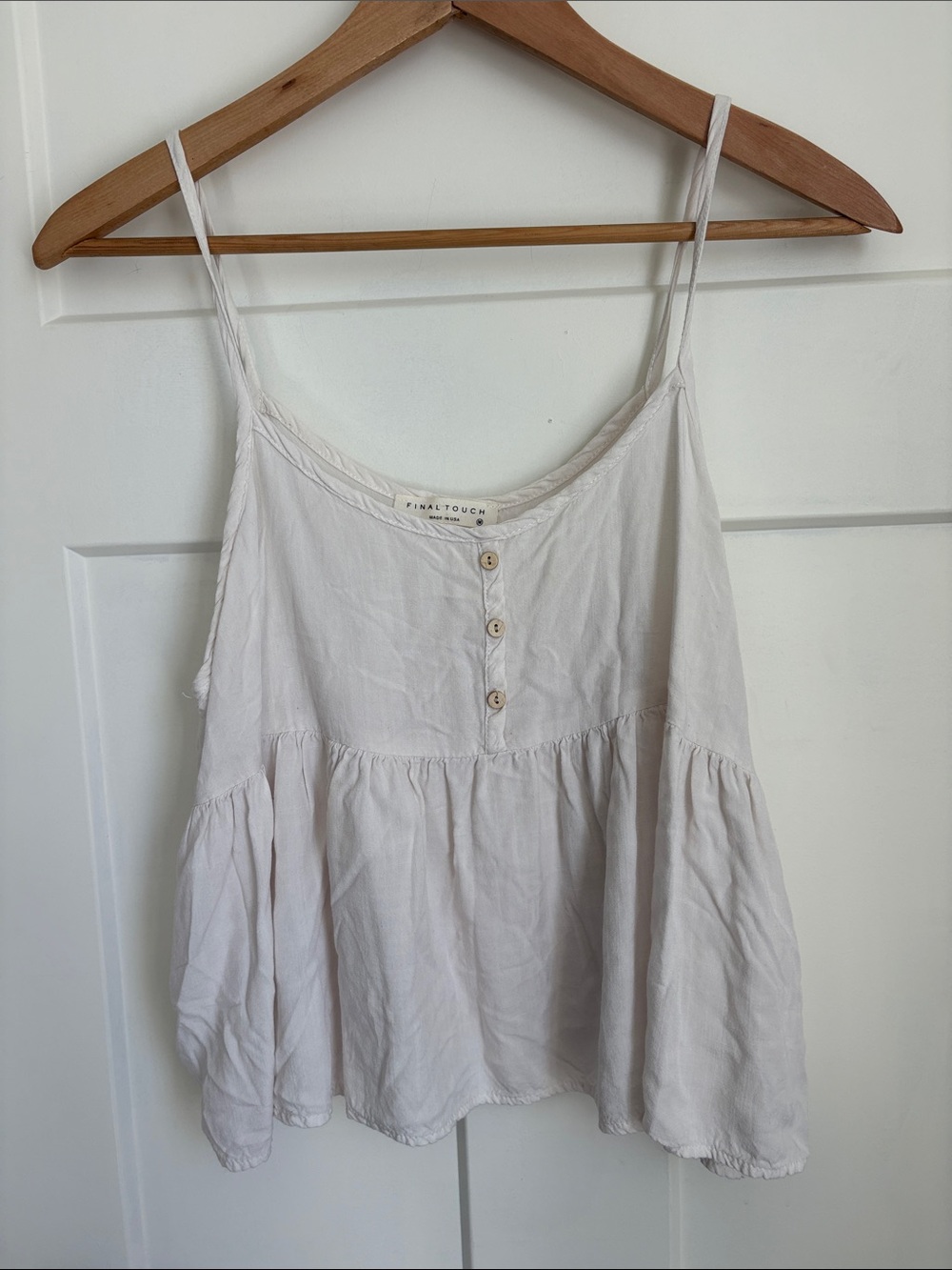 Final Touch Cream Spaghetti-Strap Button Front Camisole